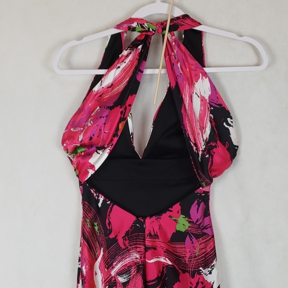 Vtg LAURA VANN FLORAL BODY CON HALTER TOP DRESS XS - Picture 4 of 7